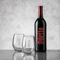 Cabernet Wine & 4 Stanford Wine Glass Gift Set (Deep Etch 1 Color)